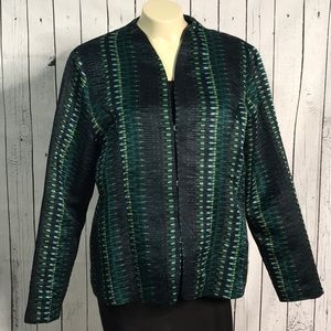 Analogy textured lined blazer jacket small hooks front closure